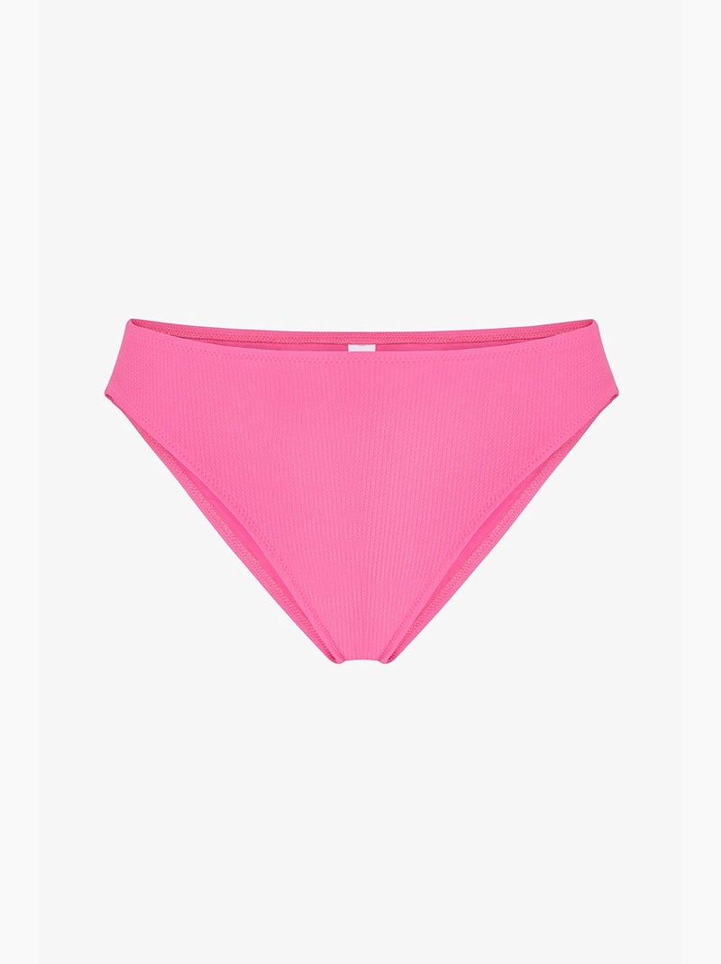 Parte de baixo de biquíni nena brilhante texturizada de cintura média penti Rosa-fluo/Solinotes - Kiabi