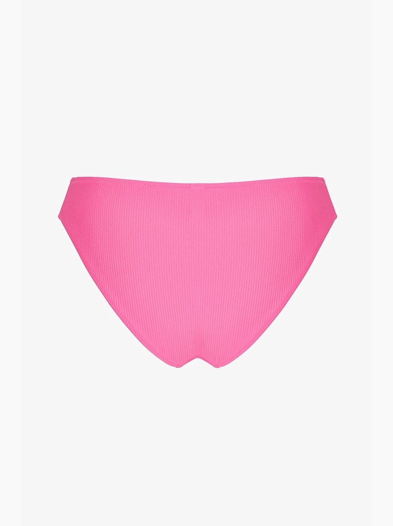 Parte de baixo de biquíni nena brilhante texturizada de cintura média penti Rosa-fluo/Solinotes - Kiabi