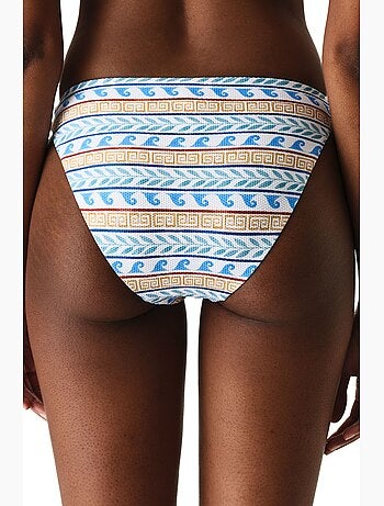 Parte de baixo de biquíni santorini minimal com padrão étnico texturizado, cintura média penti