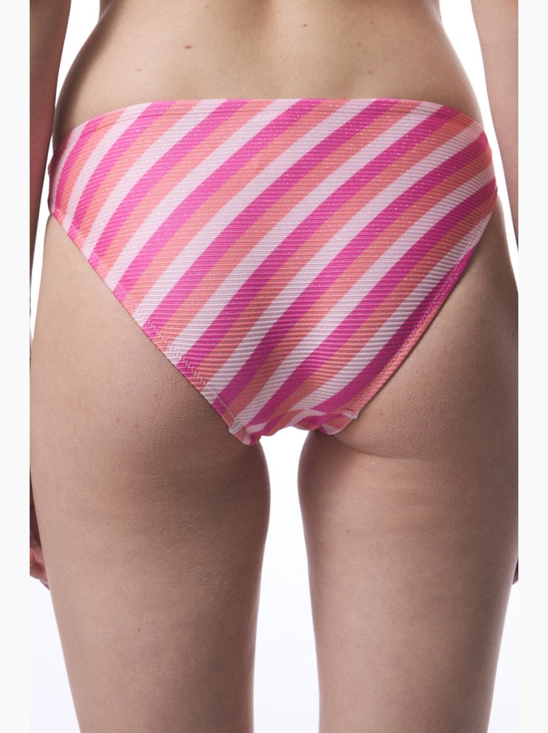 Parte de baixo de biquíni sura às riscas penti Rosa-fluo - Kiabi