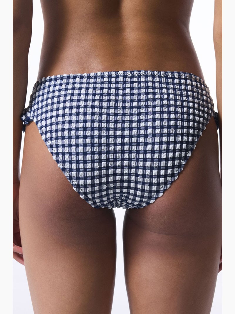 Parte de baixo de biquíni texas xadrez com babados penti Azul Branco - Kiabi
