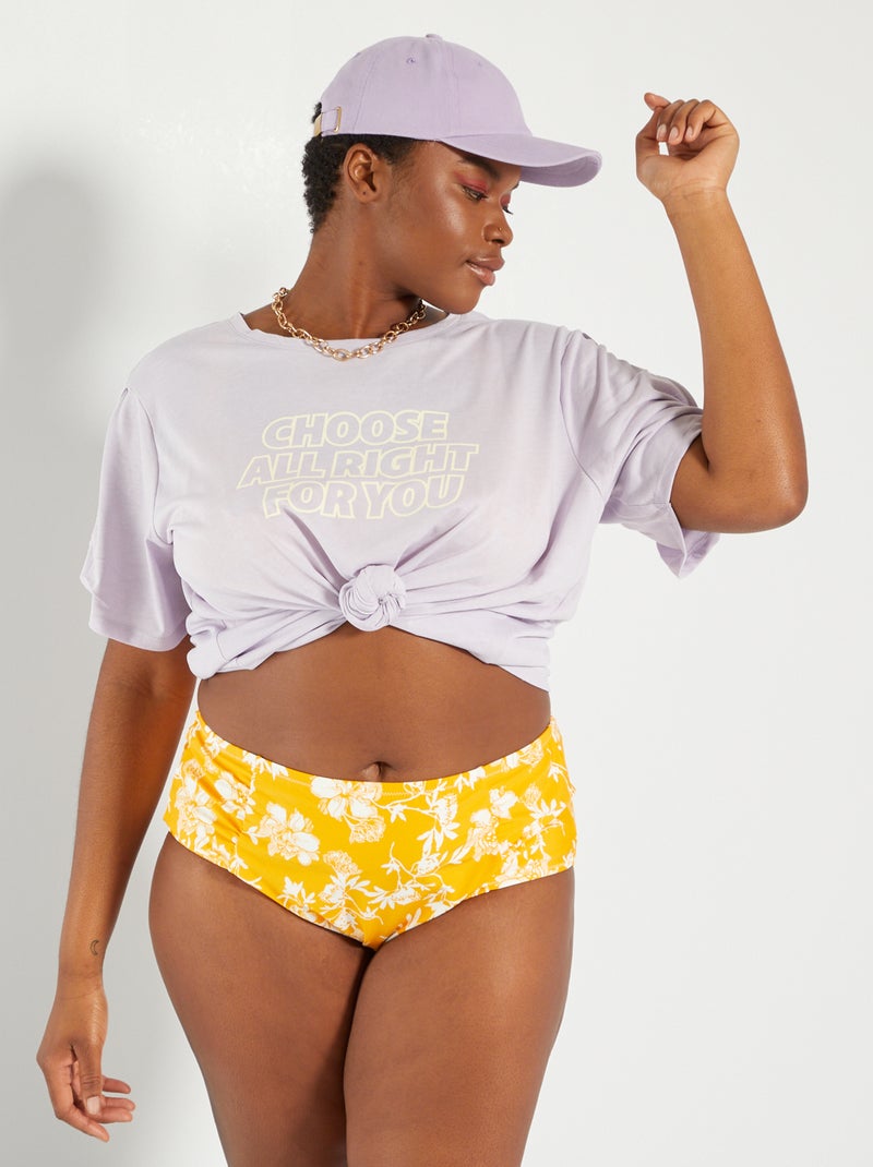 Parte de baixo de fato de banho com cintura subida AMARELO - Kiabi