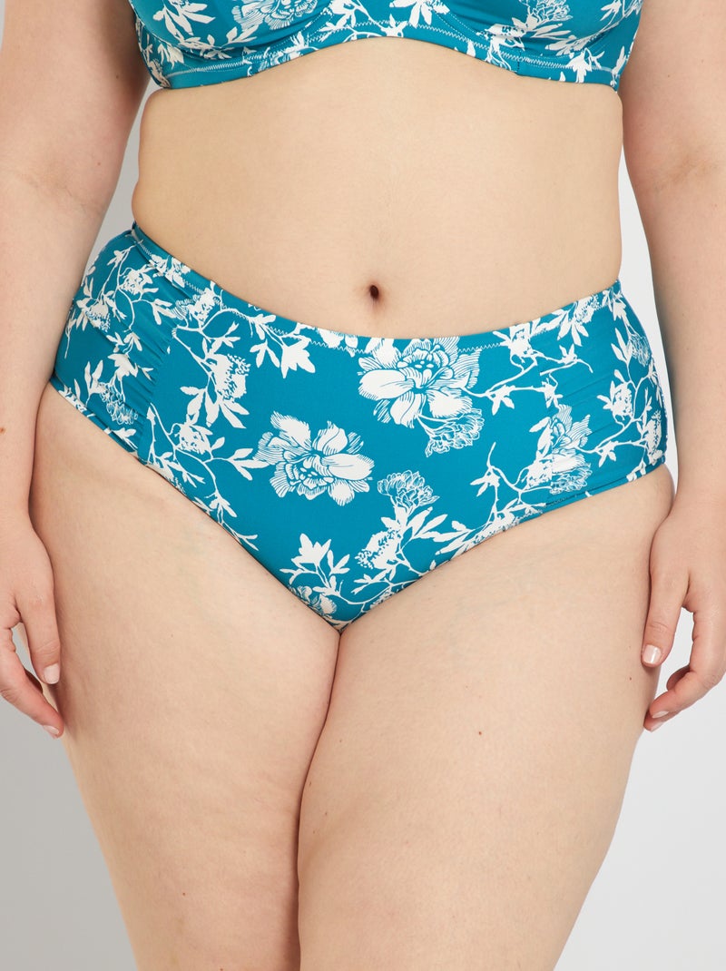 Parte de baixo de fato de banho com cintura subida AZUL - Kiabi