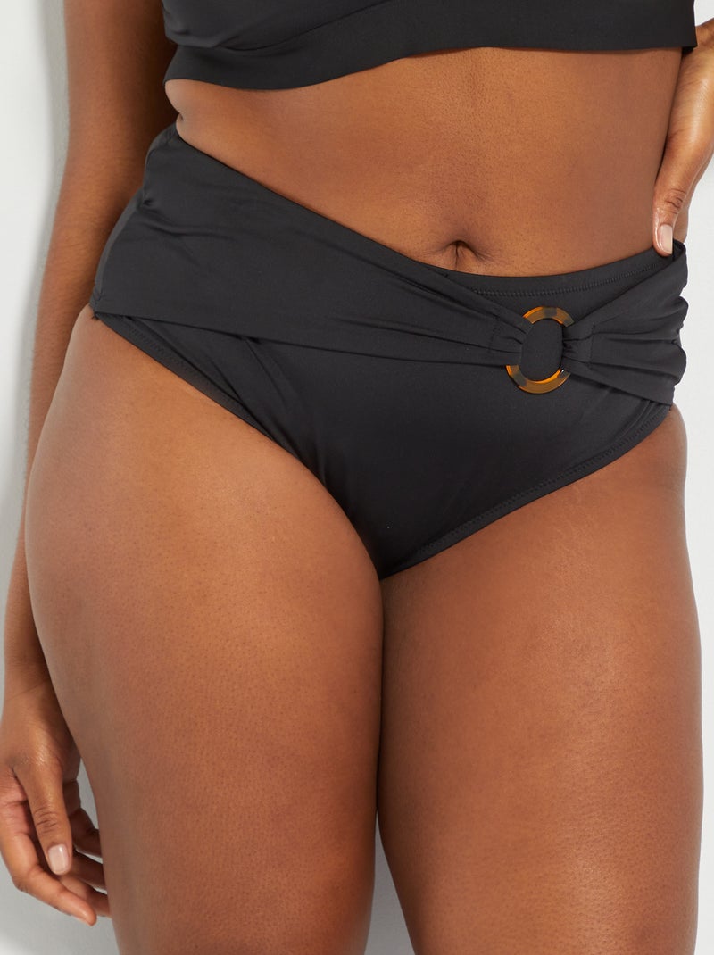 Parte de baixo de fato de banho com cintura subida Preto - Kiabi
