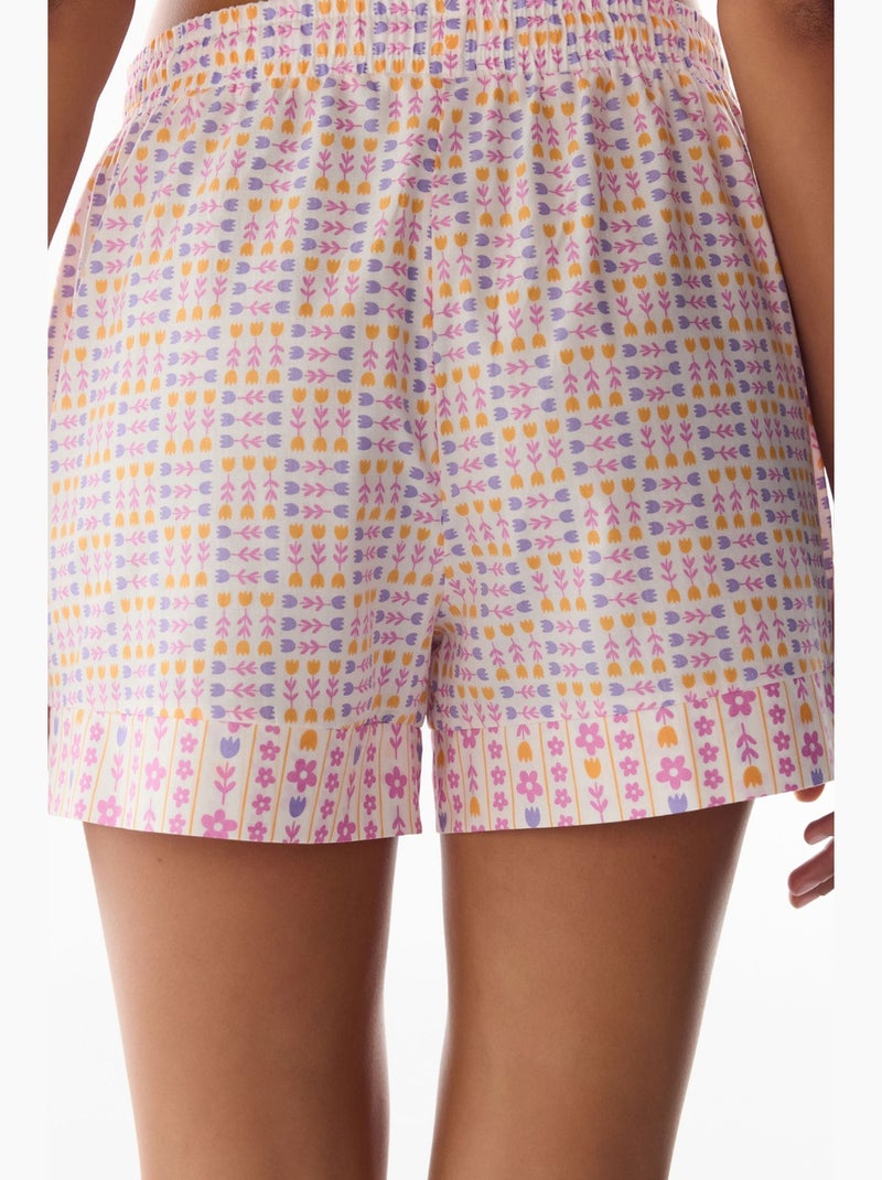 Parte de baixo de pijama curta com estampa floral penti Branco - Kiabi