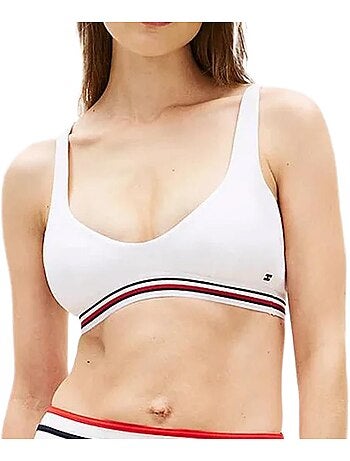 Parte de cima de biquíni branca de mulher tommy hilfiger com riscas