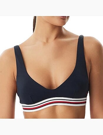 Parte de cima de biquíni branca de mulher tommy hilfiger com riscas