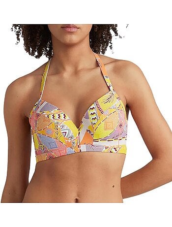 Parte de Cima de Biquíni O'Neill Panama para Mulher em Malva e Amarelo