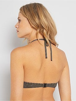 Parte de cima de fato de banho com riscas douradas - Kiabi