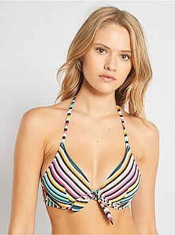 Parte de cima de fato de banho em triângulo às riscas - Kiabi