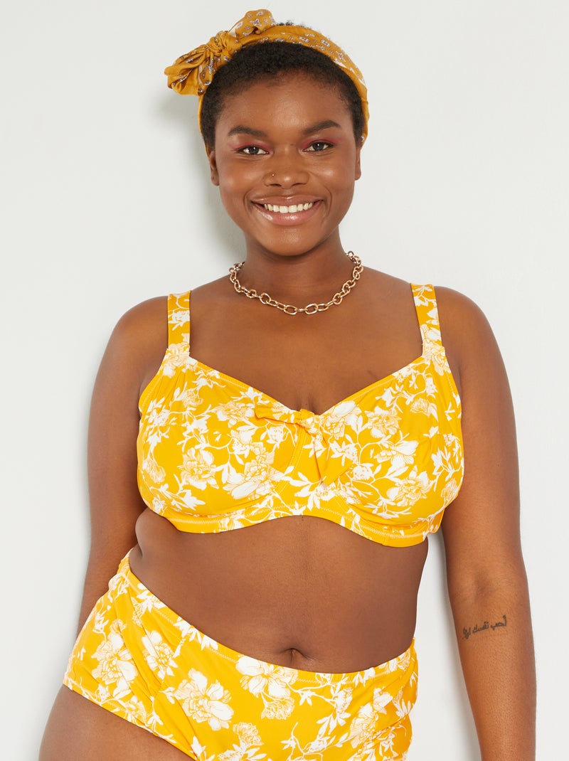 Parte de cima de fato de banho estampada AMARELO - Kiabi