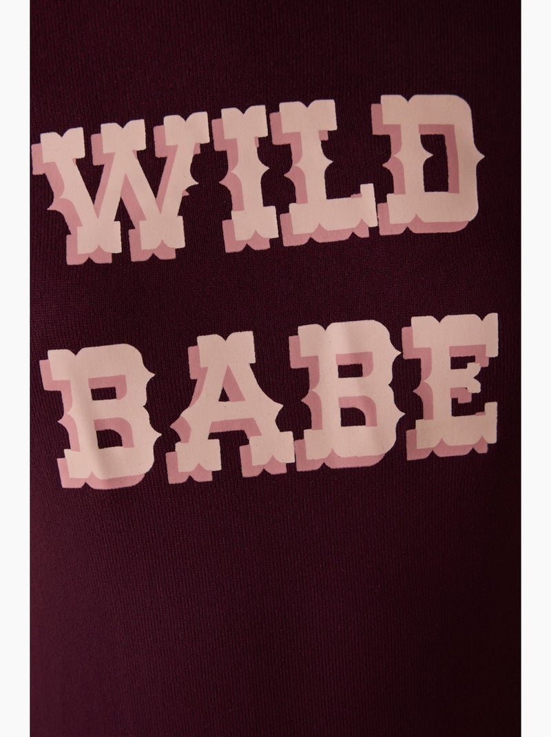 Parte de cima de pijama com slogan, manga comprida e efeito térmico penti Vermelho bordô - Kiabi
