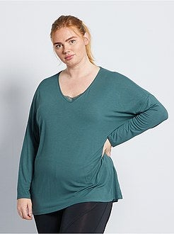 Parte de cima de pijama pormenor em renda - Kiabi