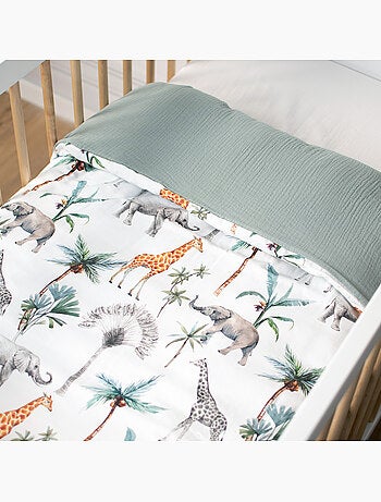 Parure de cama bebê reversível em gaze de algodão | sevira kids