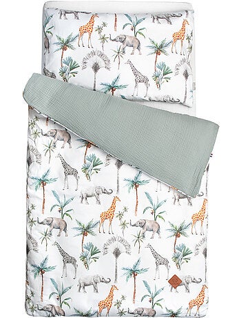 Parure de cama bebê reversível em gaze de algodão | sevira kids