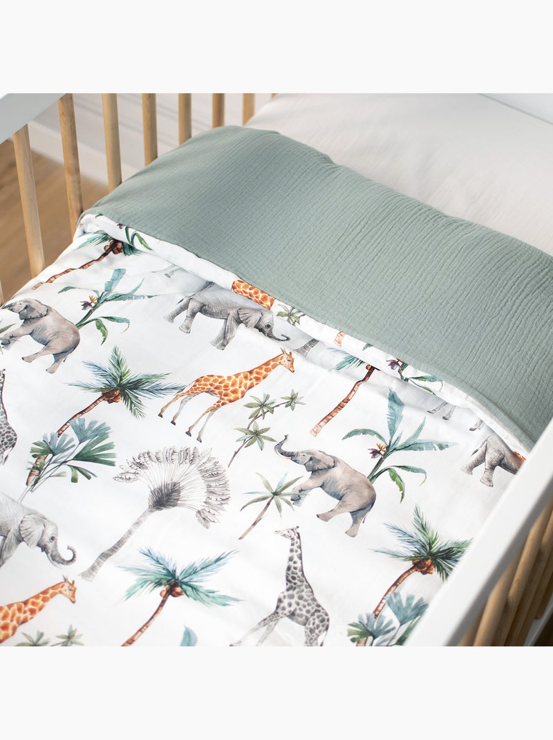 Parure de cama bebê reversível em gaze de algodão | sevira kids Verde - Kiabi