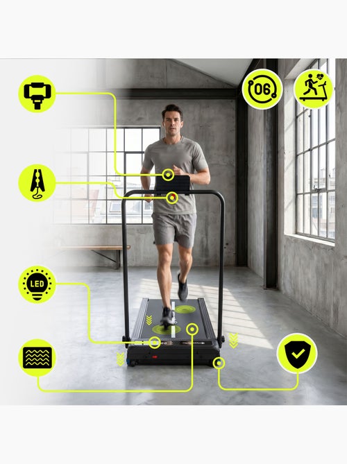 Passadeira de caminhada e corrida motorizada 2 em 1 walkpad hypermotion até 10 km/h - Kiabi Passadeira de caminhada e corrida motorizada 2 em 1 walkpad hypermotion até 10 km/h - Kiabi