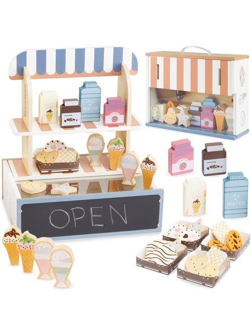 Pastelaria brinquedo madeira dobravel 30x22cm 24 pcs gelados bolos mamabrum - Kiabi