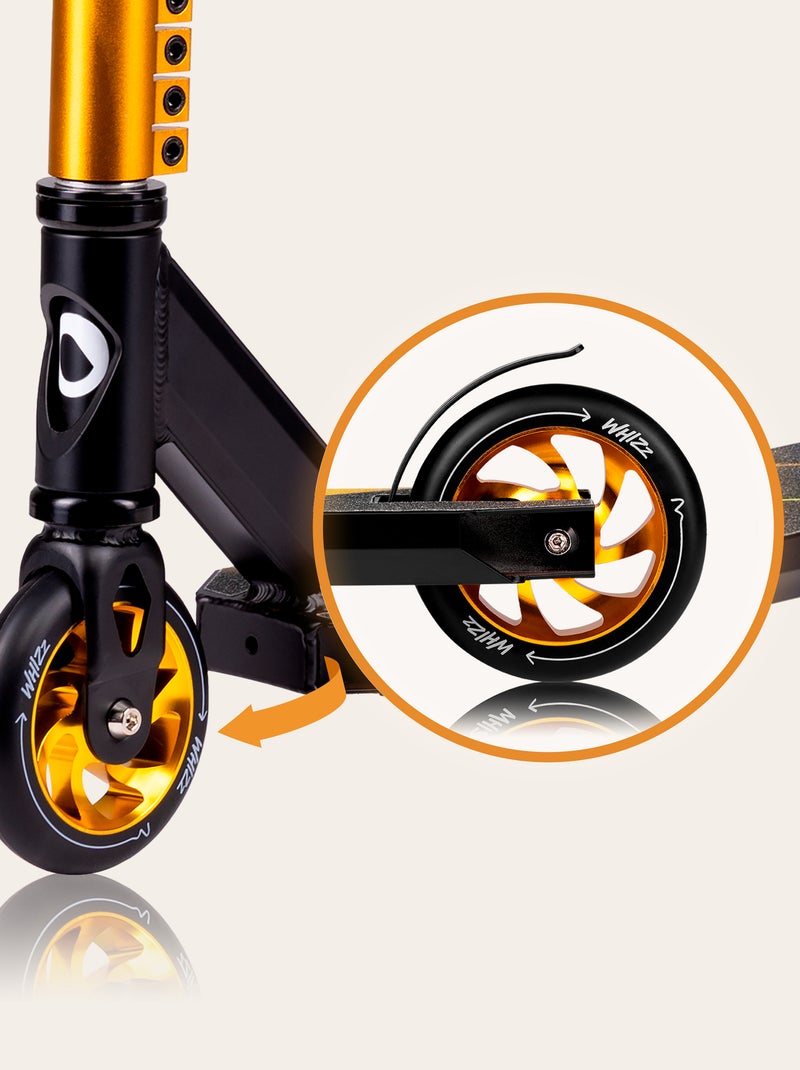 Patinete acrobático - LIONELO Whizz - Guiador largo - Rolamentos ABEC-9 - Preto Amarelo - Kiabi