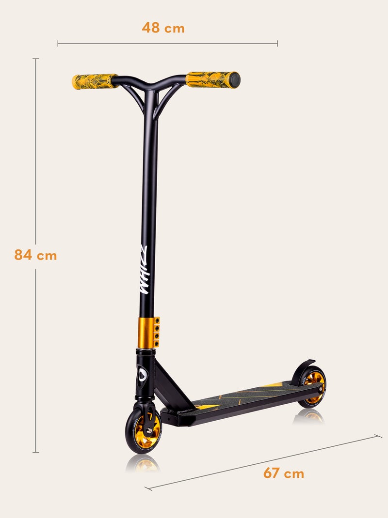 Patinete acrobático - LIONELO Whizz - Guiador largo - Rolamentos ABEC-9 - Preto Amarelo - Kiabi
