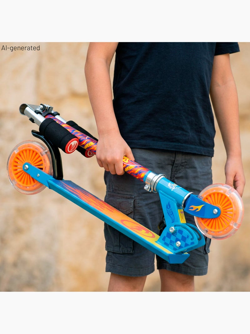 Patinete dobrável e ajustável com 2 rodas iluminadas e freio traseiro - hot wheels N/D - Kiabi