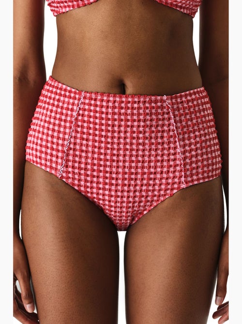 Paulina cueca de biquíni aos quadrados texturada de cintura subida penti - Kiabi Paulina cueca de biquíni aos quadrados texturada de cintura subida penti - Kiabi