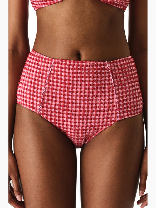 Paulina cueca de biquíni aos quadrados texturada de cintura subida penti - Kiabi Paulina cueca de biquíni aos quadrados texturada de cintura subida penti - Kiabi