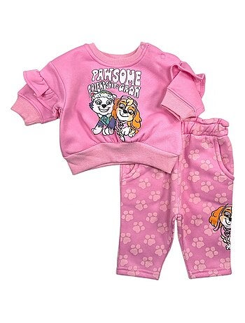 Paw patrol - conjunto de camisola e calças estampadas com folhos