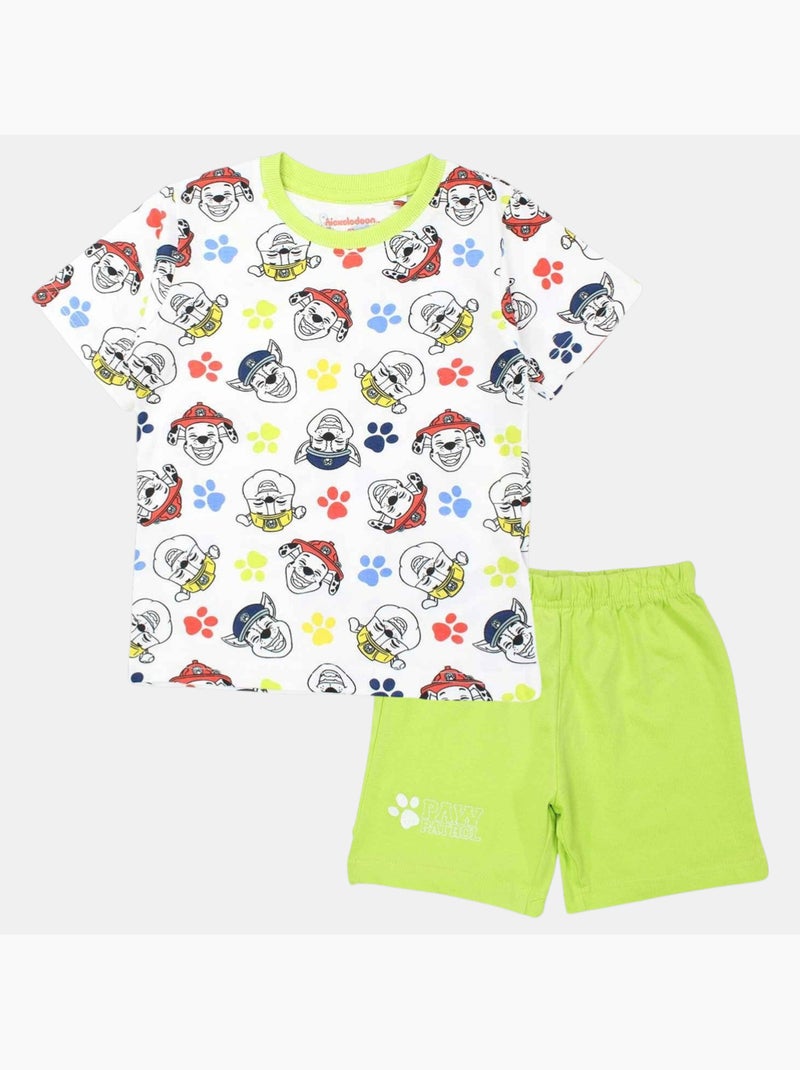 Paw Patrol - Conjunto t-shirt e calção criança estampado Verde - Kiabi