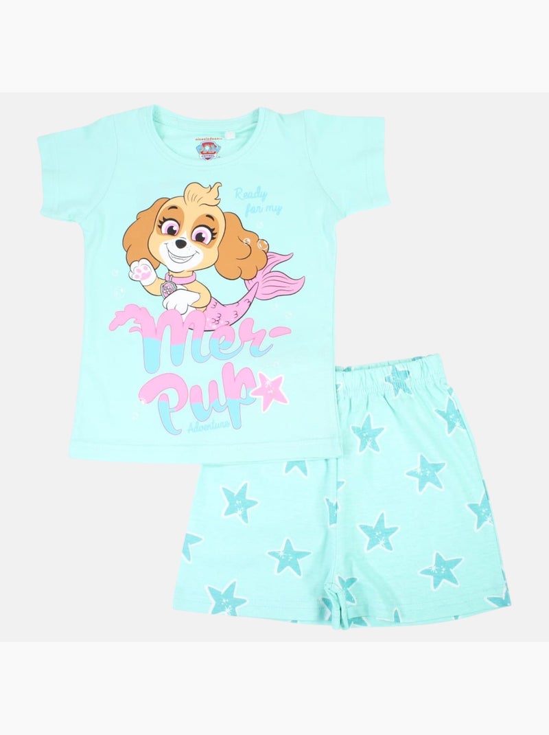 Paw Patrol - Conjunto t-shirt e calção menina estampado Azul - Kiabi