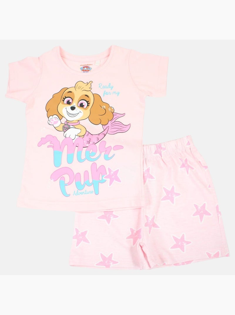 Paw Patrol - Conjunto t-shirt e calção menina estampado Rosa - Kiabi
