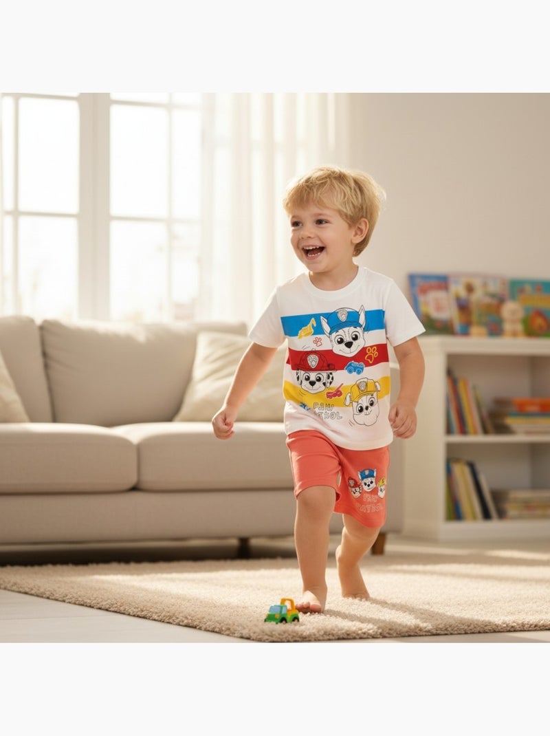 Paw Patrol - Conjunto t-shirt e calção menino estampado Laranja - Kiabi