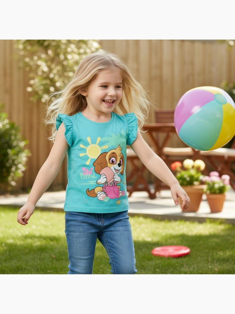 Paw Patrol - T-shirt manga curta menina estampada Azul - Kiabi