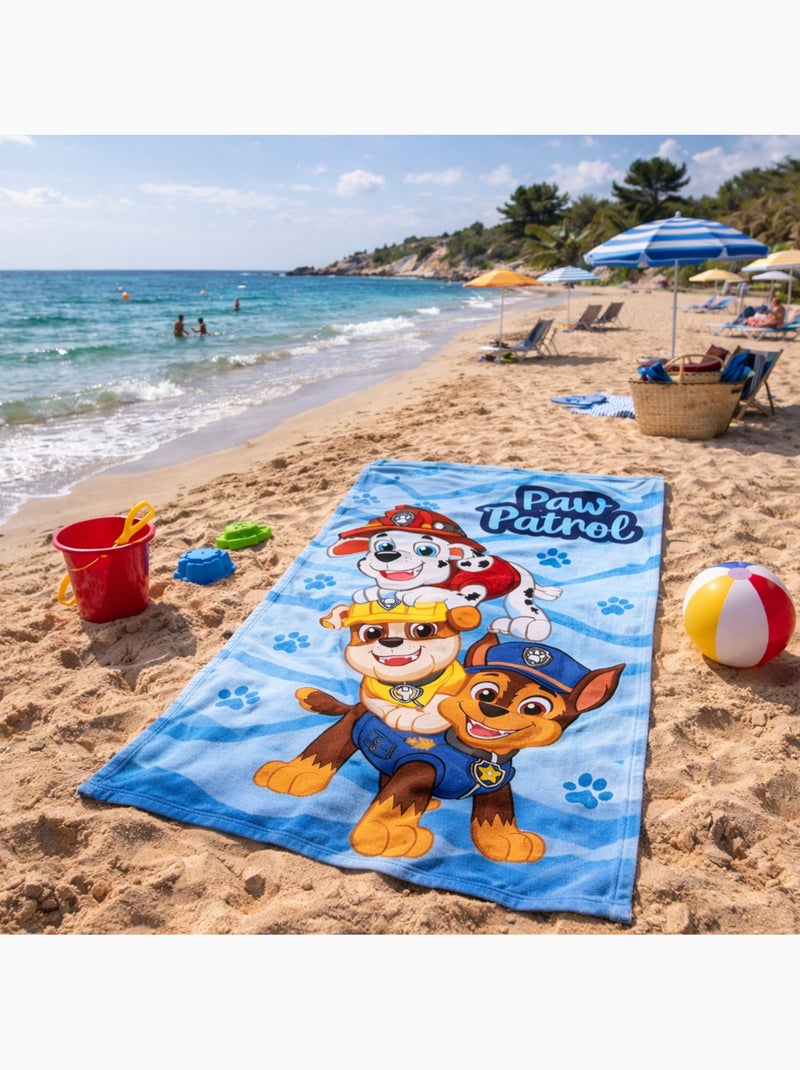Paw Patrol - Toalha poliéster criança estampada Azul - Kiabi