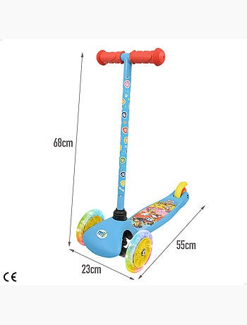 Paw patrol patinete de 3 rodas 55x23x68 cm, máx. 20 kg, com luzes e freios