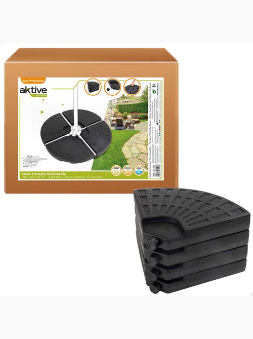Pé de guarda-sol redondo recarregável de 4 peças de jardim aktive 48x48x7,5 cm - Kiabi