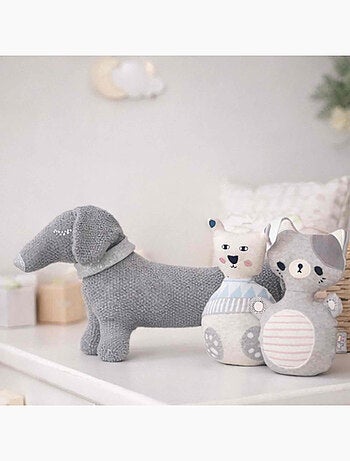 Peluche filhote de dachshund em algodão orgânico tricotado | sevira kids