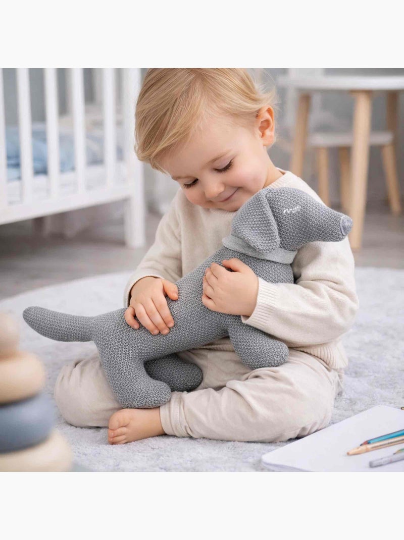 Peluche filhote de dachshund em algodão orgânico tricotado | sevira kids Cinza - Kiabi