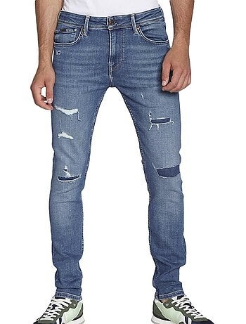 Pepe jeans calças de ganga skinny azuis delavé para homem