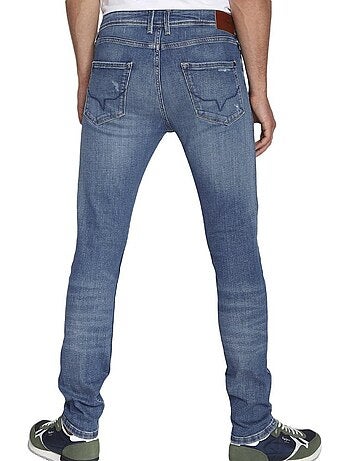 Pepe jeans calças de ganga skinny azuis delavé para homem