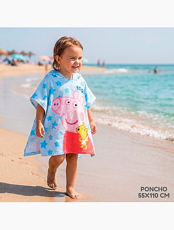 Peppa pig conjunto de balde de praia com acessórios, mochila e poncho