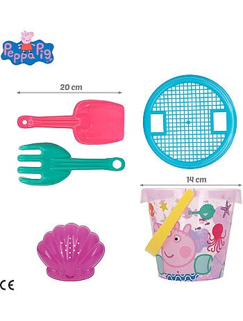Peppa pig conjunto de balde de praia com acessórios, mochila e poncho