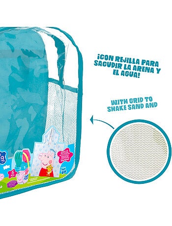 Peppa pig conjunto de balde de praia com acessórios, mochila e poncho