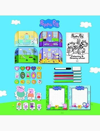 Peppa pig mochila infantil c/acessórios para brincar e colorir