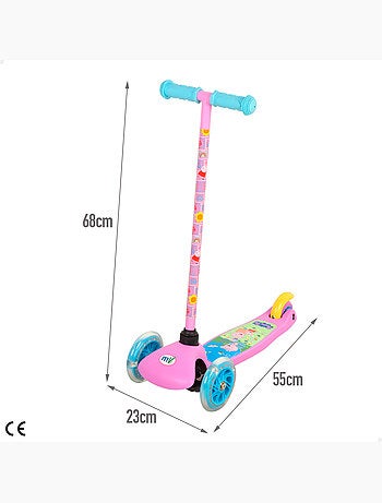 Peppa pig patinete 55x23x68 cm 3 rodas máx. 20 kg com luzes e freios