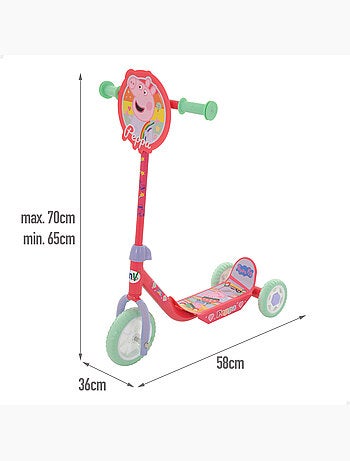 Peppa pig scooter 3 rodas 58x36x65-70 cm máx. 20 kg + 2 anos de idade