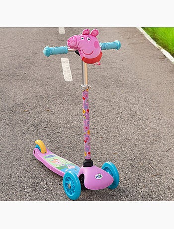 Peppa pig trotinete de 3 rodas para crianças com bolso
