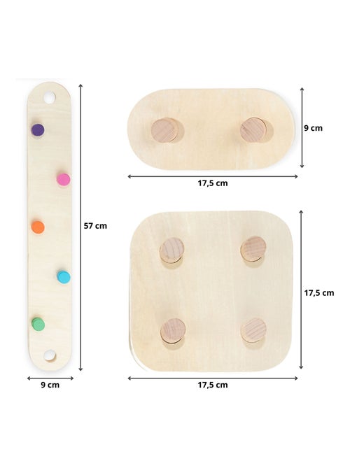 Percurso de equilíbrio sensorial em madeira – conjunto modular de 14 peças - Kiabi