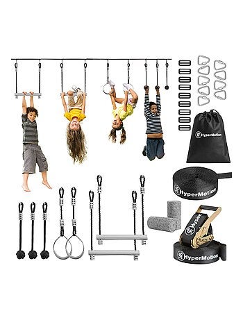 Percurso de obstáculos ninja hypermotion com slackline e 7 obstáculos para crianças