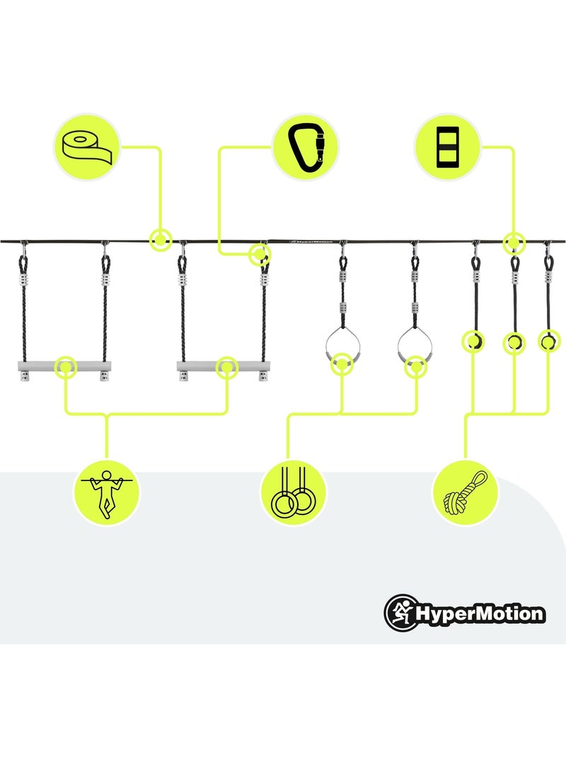 Percurso de obstáculos ninja hypermotion com slackline e 7 obstáculos para crianças N/D - Kiabi
